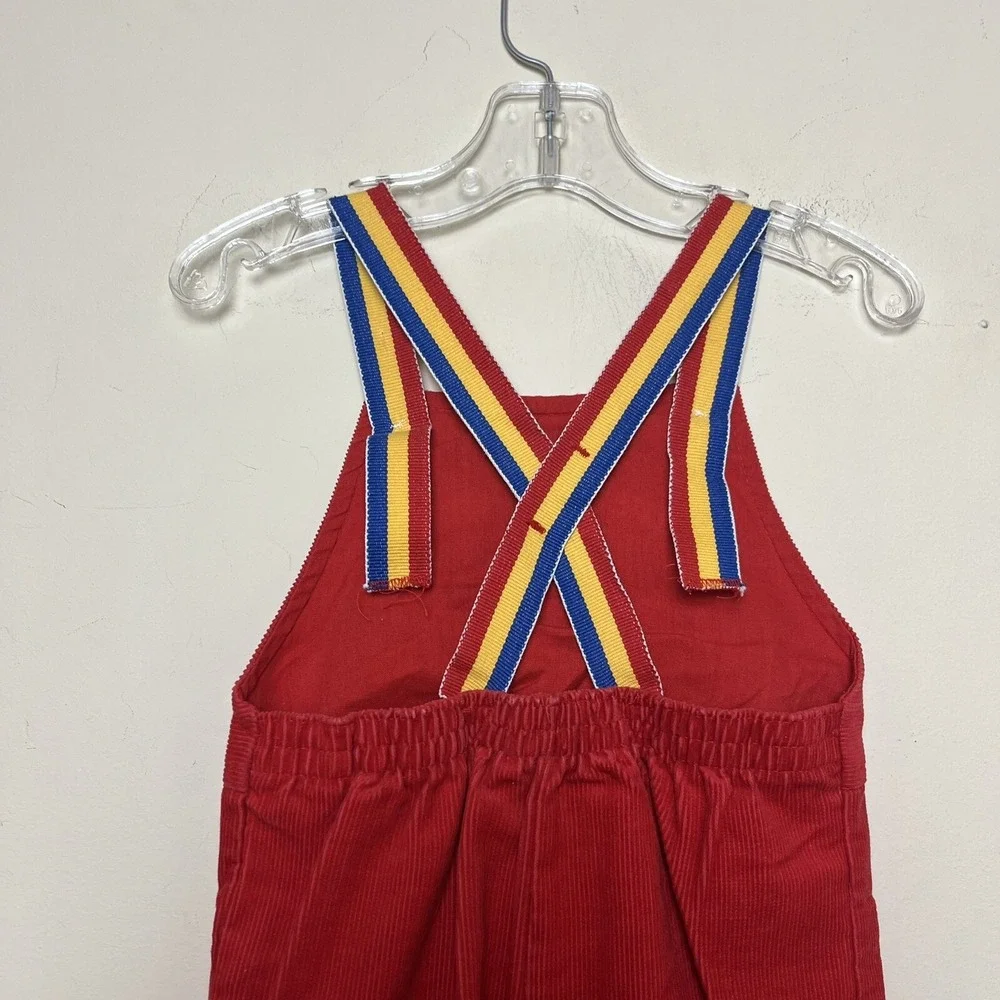 Vintage Health-Tex Airplane Toddler Corduroy Red Overalls Petit‎ Pilot 24 Months